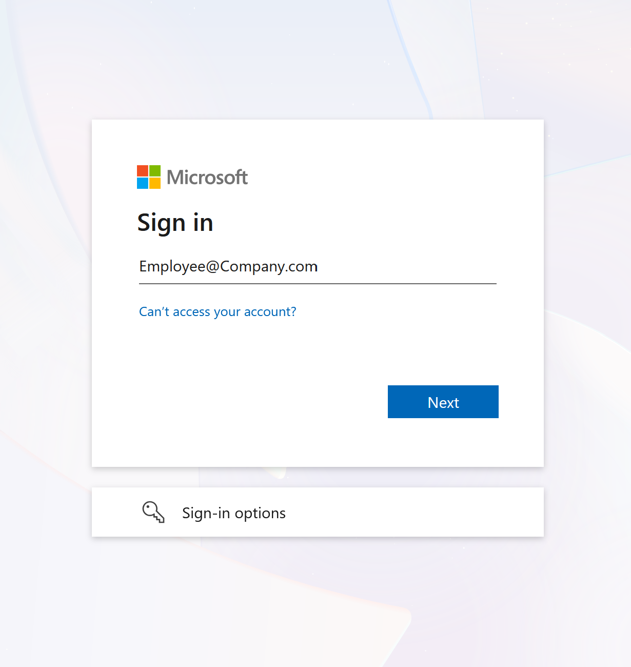 Microsoft sign-in page