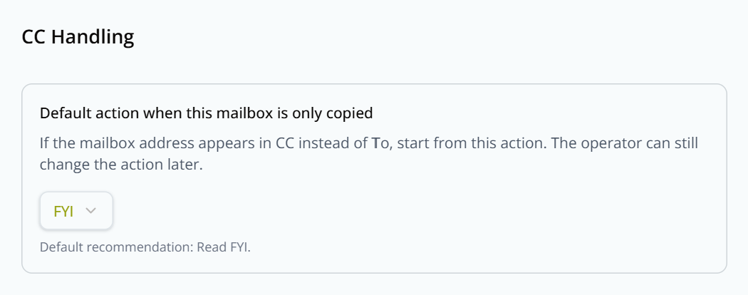 CC Handling default action