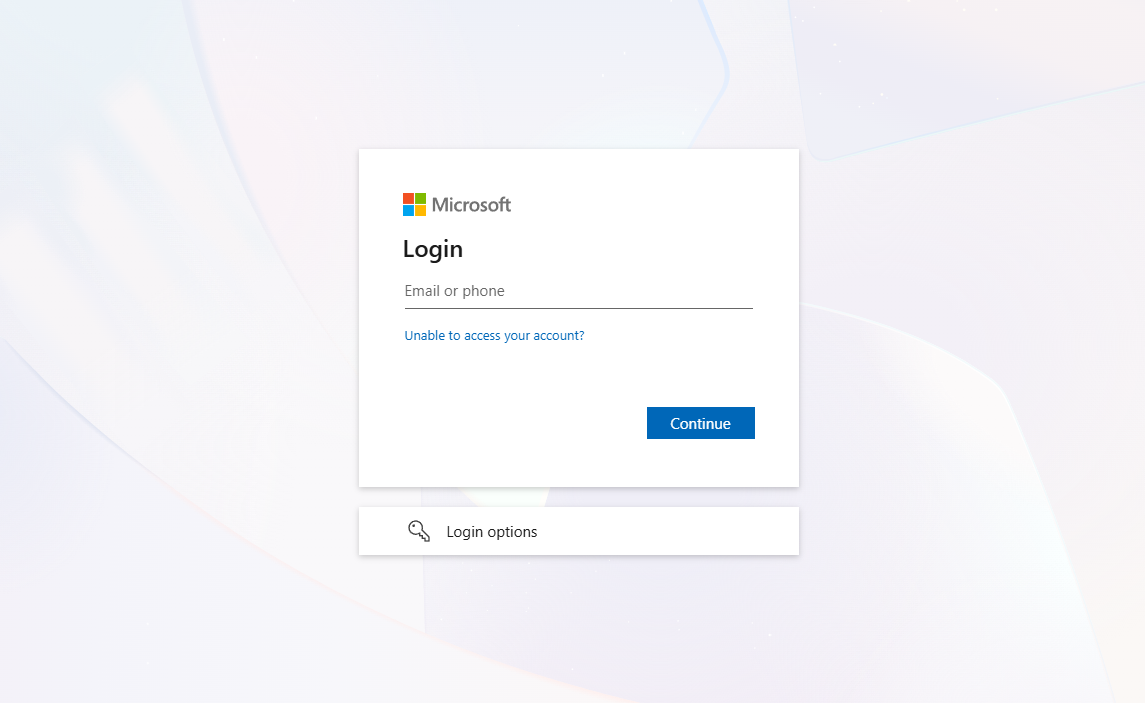 Microsoft login page