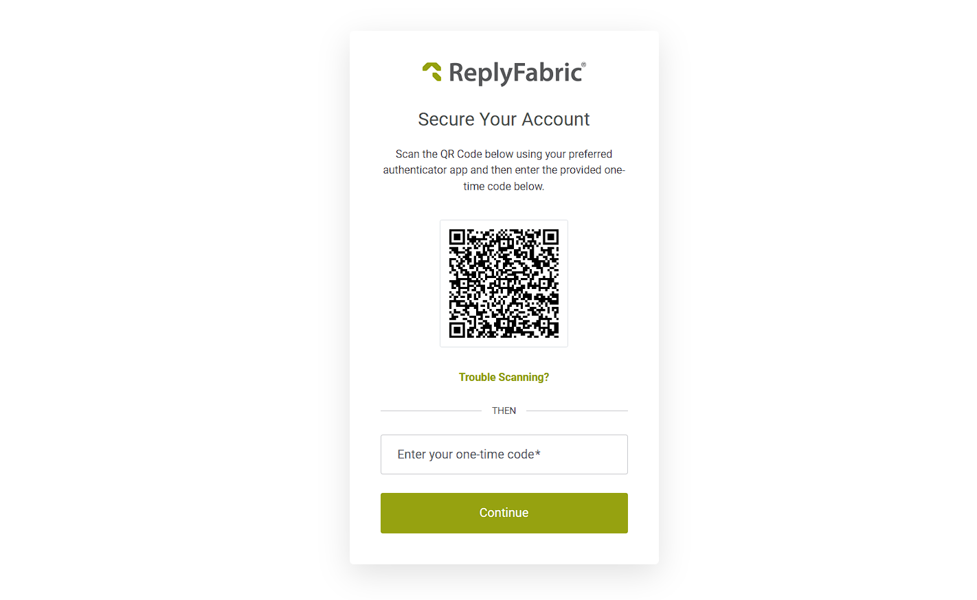 Secure your account with an authenticator QR code